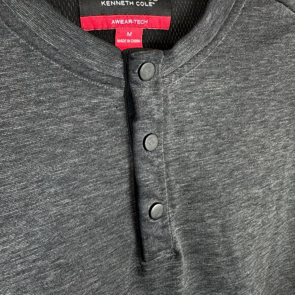 Kenneth Cole Awearness Awear-Tech Gray Lightweight Long Sleeve 1/4 Snap Men's M - Picture 3 of 6